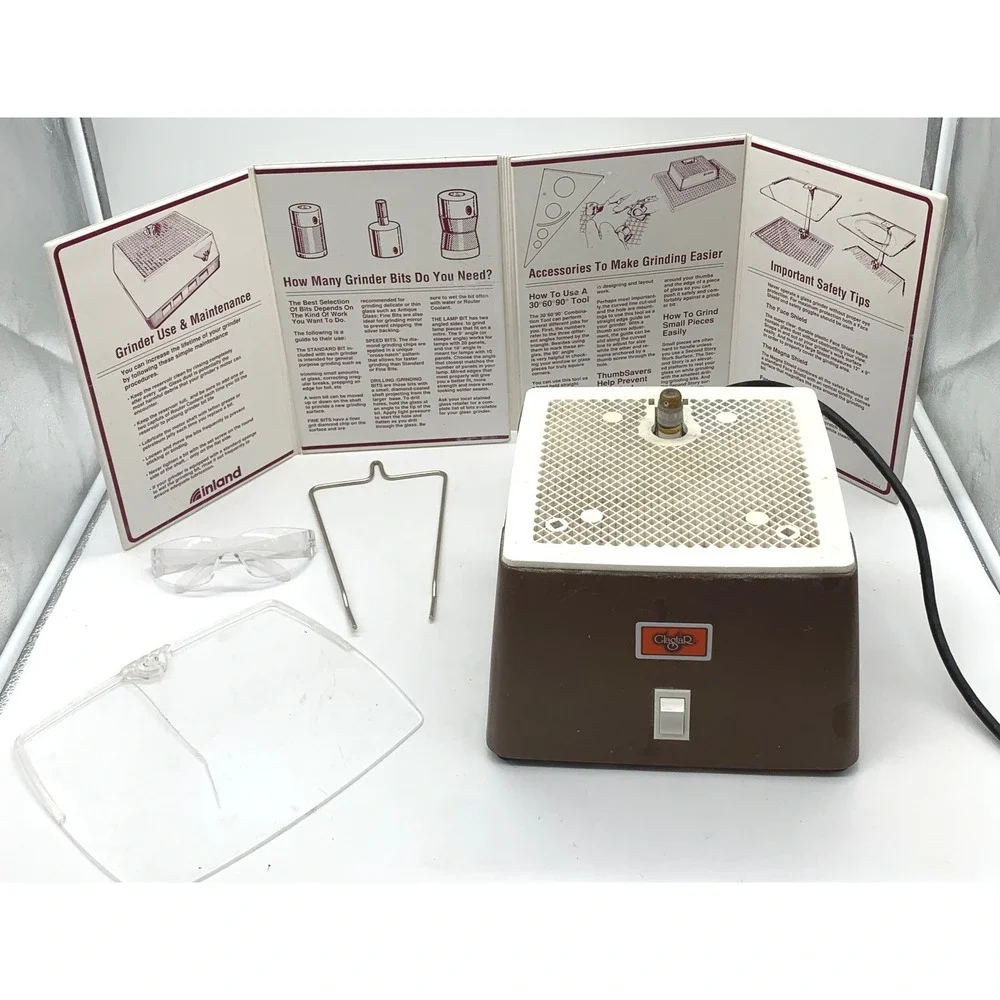 Glastar G6 Diamond Glass Grinder Brown White Stained Glass Tool with Accessories